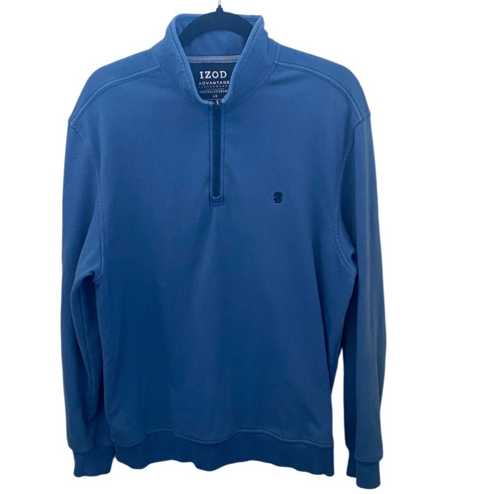 Izod Men's 1/4 Zip-Up Sweatshirt in Blue. Size L. Comfy! Advantage Performance.